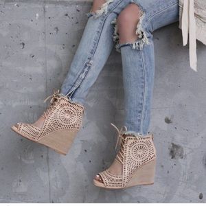Jeffrey Campbell Rayos Perforated  Wedge Sandals 8